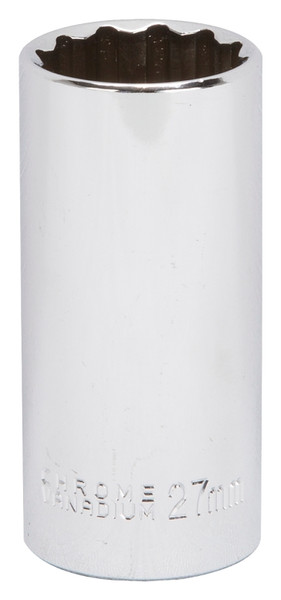 Vulcan MT6528987 Drive Socket, 27 mm Socket, 1/2 in Drive, 12-Point, Chrome Vanadium Steel, Chrome [SKU: ORG8555831]