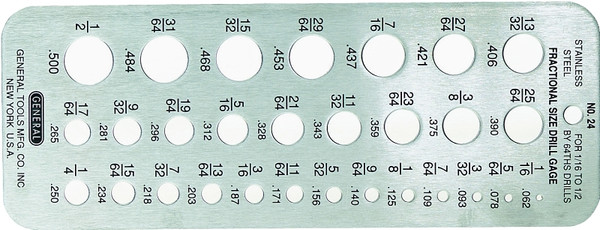 GENERAL 24 Drill Gauge, Stainless Steel [SKU: ORG8905986]
