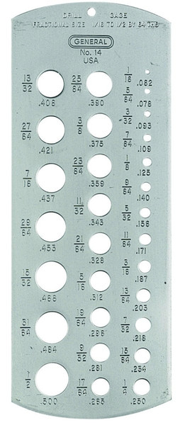 GENERAL 14 Drill Gauge, Stainless Steel [SKU: ORG1545102]