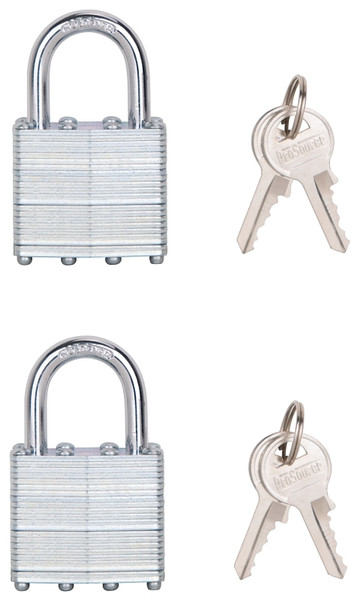 ProSource HD00012-D-3L Padlock Set, 2 Pc, Standard Shackle, 1/4 in Dia Shackle, Steel, M1 Keyway [SKU: ORG2360311]