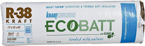 Knauf Insulation B18E R38K Insulation, 48 in L, 16 in W, R38 R-Value, Fiberglass, Natural Brown [SKU: ORG0302638]