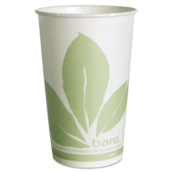 Bare Eco-Forward Paper Cold Cups, 16 oz, Green/White, 100/Sleeve 10 Sleeves/Carton [SKU: SCCRW16BBD110CT]