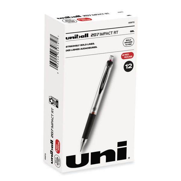 207 Impact Gel Pen, Retractable, Bold 1 mm, Red Ink, Black/Red Barrel [SKU: UBC65872]