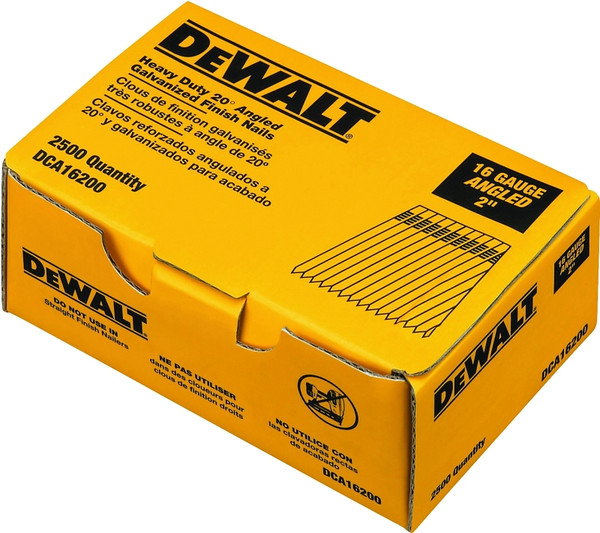 DeWALT DCA16200 Finish Nail, 2 in L, 16 Gauge, Steel, Galvanized, Brad Head, Smooth Shank [SKU: ORG2577187]