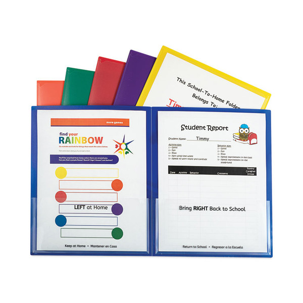 Classroom Connector Folders, 11 x 8.5, Clear/Assorted, 6/Pack [SKU: CLI32010]