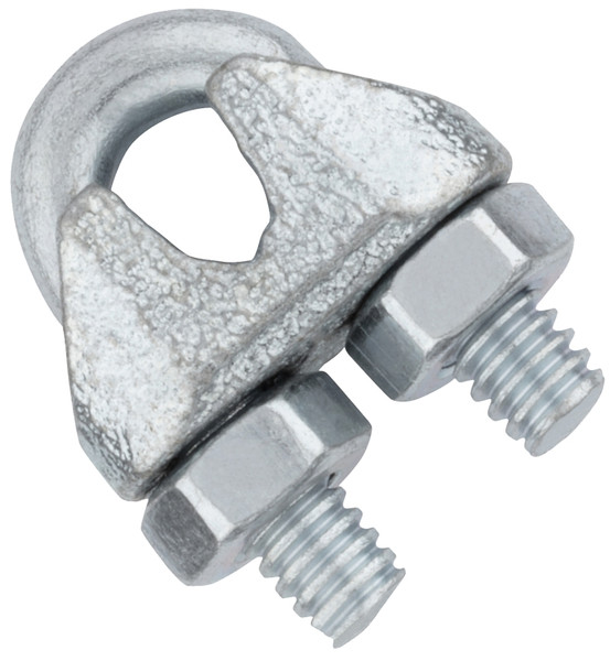 National Hardware N889-014 Wire Cable Clamp, 3/16 in Dia Cable, 1 in L, Malleable Iron/Steel, Electro Galvanized/Zinc [SKU: ORG2051589]