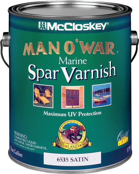 McCloskey Man O' War 080.0006535.007 Marine Spar Varnish, Satin, Clear, Liquid, 1 gal [SKU: ORG9551714]