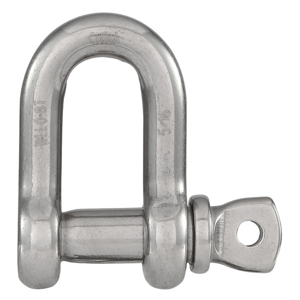 National Hardware N100-355 D-Shackle, 5/16 in, 1700 lb Working Load, 316 Grade, Stainless Steel, Smooth [SKU: ORG7442213]
