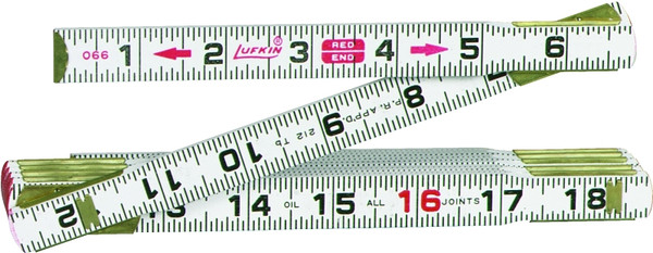 Crescent Lufkin Red End Series 066FN Flat Reading Wood Rule, SAE Graduation, Wood, White [SKU: ORG6494322]