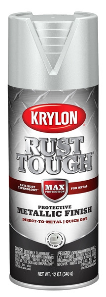 Krylon Rust Tough K09232008 Enamel, Metallic, Silver, 12 oz, Can [SKU: ORG4437778]