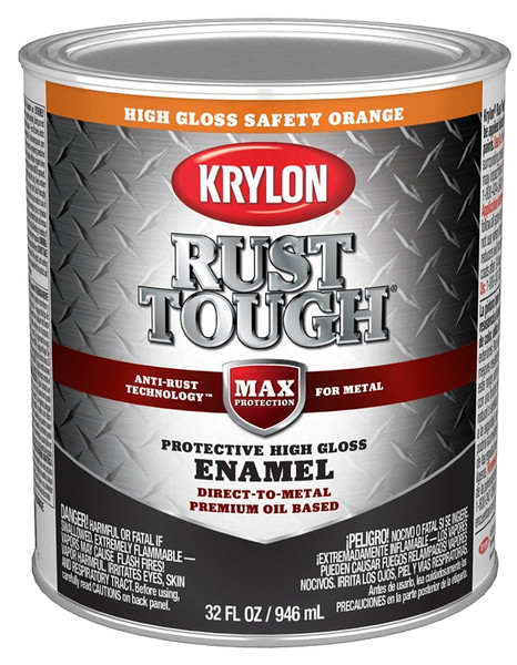 Krylon Rust Tough K09767008 Enamel, Gloss, Safety Orange, 1 qt [SKU: ORG2858462]