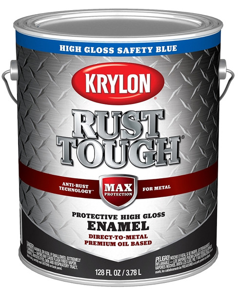 Krylon Rust Tough K09741008 Enamel, Gloss, Safety Blue, 1 gal [SKU: ORG2858736]