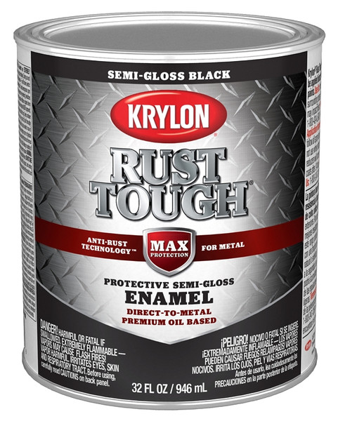 Krylon Rust Tough K09709008 Enamel, Semi-Gloss, Black, 1 qt [SKU: ORG2858488]