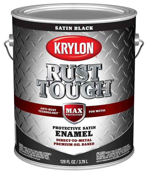Krylon Rust Tough K09733008 Enamel, Satin, Black, 1 gal [SKU: ORG2858785]