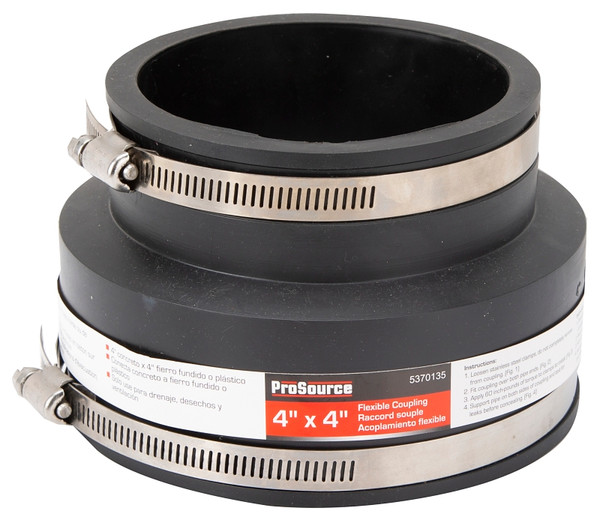 ProSource Coupling, 4 x 4 in, PVC, Black [SKU: ORG5370135]