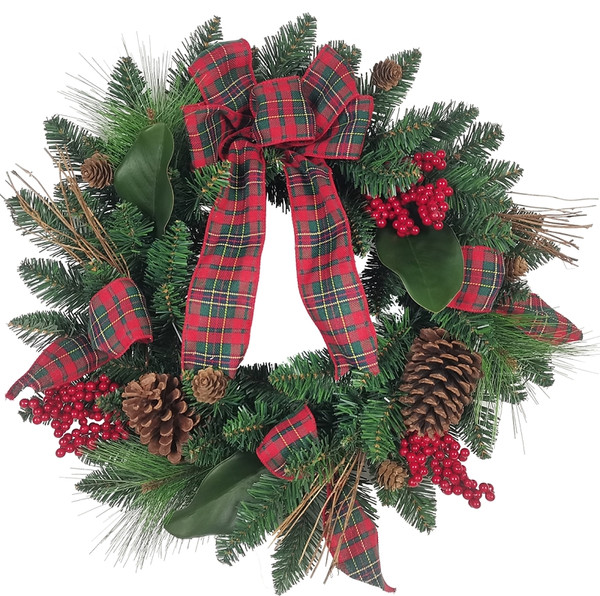 Hometown Holidays 38701 Wreath, Twigs/Berries/Bows, 22 in [SKU: ORG2863686]