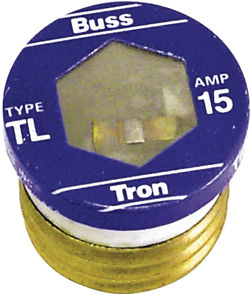 Bussmann BP/TL-15 Plug Fuse, 15 A, 125 V, 10 kA Interrupt, Plastic Body, Time Delay Fuse [SKU: ORG6196331]