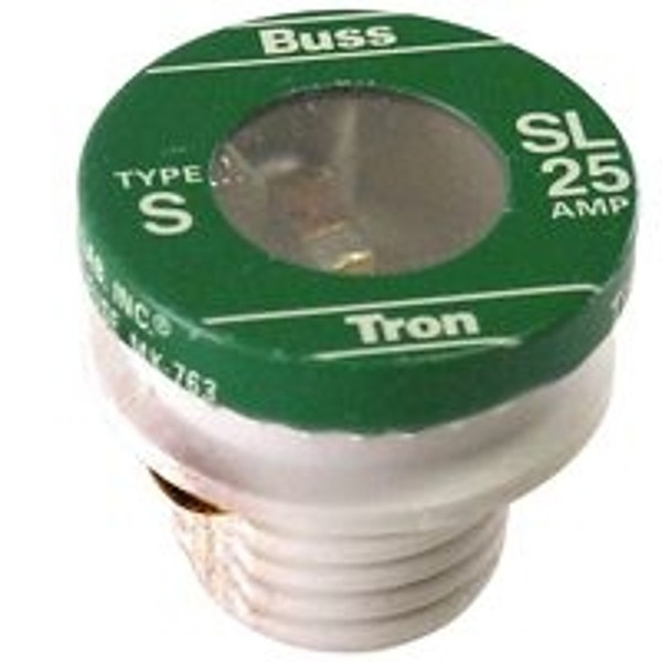 Bussmann SL-25 Plug Fuse, 25 A, 125 V, 10 kA Interrupt, Time Delay Fuse [SKU: ORG4182291]