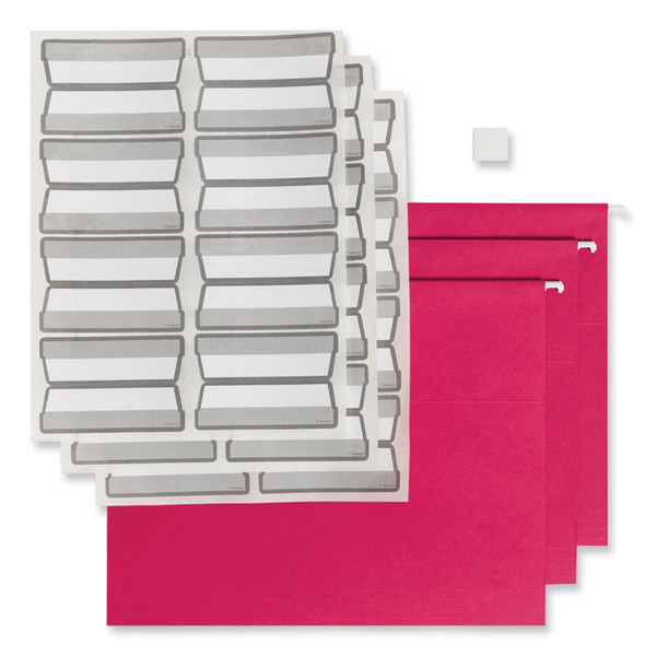 Colored Hanging File Folders with ProTab Kit, Letter Size, 1/3-Cut, Red [SKU: SMD64197]