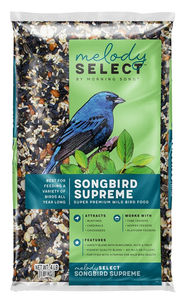 Morning Song Melody Select Series 14061 Wild Bird Food, Premium, Songbird Supreme Flavor, 4 lb Bag [SKU: ORG3597085]
