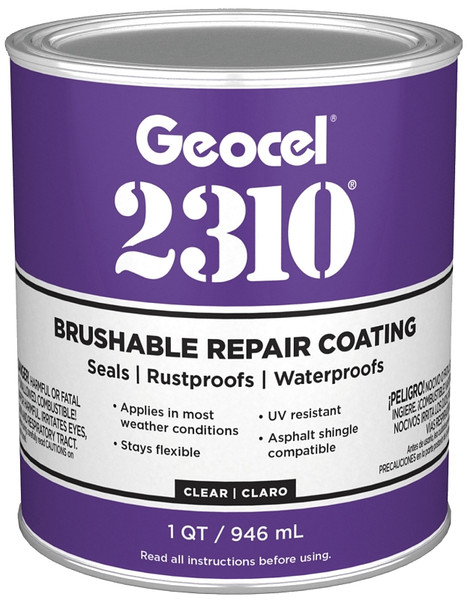 Geocel 2310 Series GC65200 Brushable Repair Coating, Liquid, Crystal Clear, 1 qt, Can [SKU: ORG7448913]