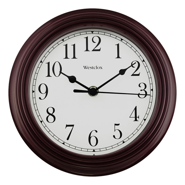 Westclox 46983 Clock, Round, Burgundy Frame, Plastic Clock Face, Analog [SKU: ORG6380349]