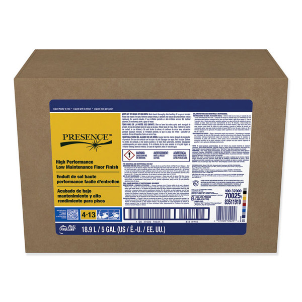 Presence High Performance Low Maintenance Floor Finish, 5 gal Bag-In-Box [SKU: PGC70025]