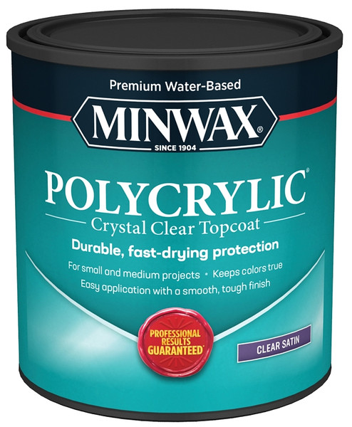 Minwax Polycrylic 63333444 Protective Finish Paint, Satin, Liquid, Clear, 1 qt [SKU: ORG6543060]