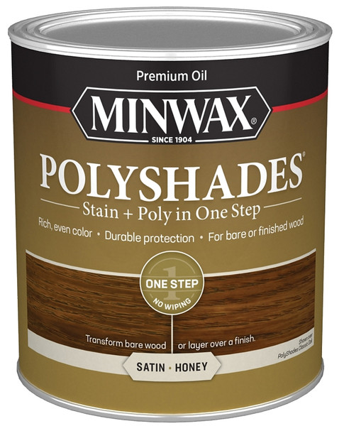 Minwax PolyShades 613960444 Stain and Polyurethane, Satin, Honey, Liquid, 1 qt [SKU: ORG8972911]