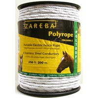 Zareba PR656W6-Z Polyrope, 6-Conductor, Stainless Steel Conductor, White, 656 ft L [SKU: ORG4525994]