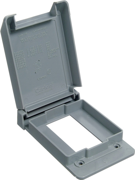 Carlon E98GFCN-CAR Device Cover, 4-53/64 in L, 3-11/16 in W, Rectangular, Polycarbonate, Gray, Textured [SKU: ORG6270748]