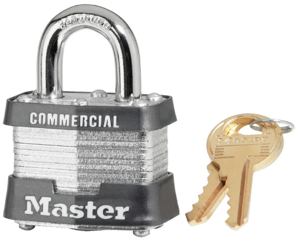Master Lock 3KA 0895 Padlock, Keyed Alike Key, Open Shackle, 9/32 in Dia Shackle, 3/4 in H Shackle, Steel Shackle [SKU: ORG6071351]