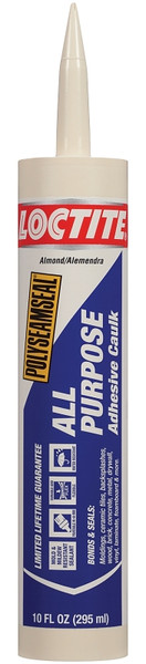 Loctite POLYSEAMSEAL 2137996 Adhesive Caulk, Almond, 5 to 7 days Curing, 40 to 100 deg F, 10 oz Cartridge [SKU: ORG4587663]