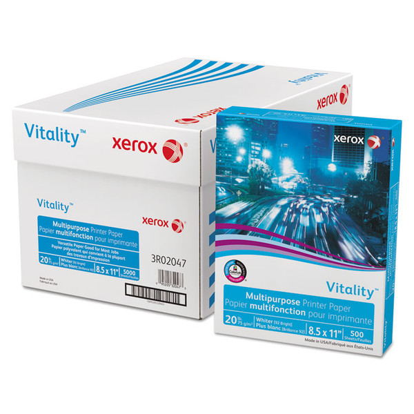 Vitality Multipurpose Print Paper, 92 Bright, 20 lb Bond Weight, 8.5 x 11, White, 500/Ream [SKU: XER3R02047RM]