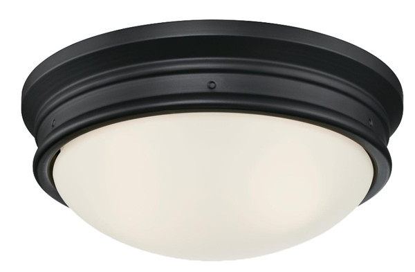 Westinghouse Meadowbrook Series 6324100 Flush Mount Ceiling Fixture, 120 VAC, 2-Lamp, Black Fixture, Matte Fixture [SKU: ORG3048493]