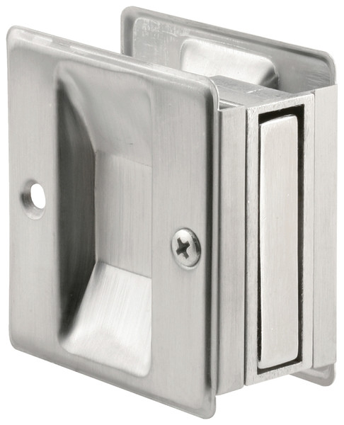 Prime-Line N 7079 Pocket Door Pull, 1-3/8 in W, 2-1/2 in D, 2-3/4 in H, Brass, Satin Chrome [SKU: ORG6238190]