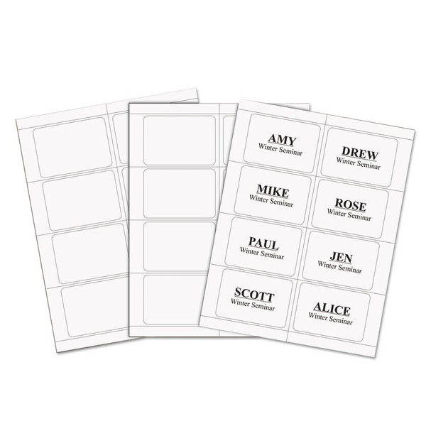 Laser Printer Name Badges, 3 3/8 x 2 1/3, White, 200/Box [SKU: CLI92377]