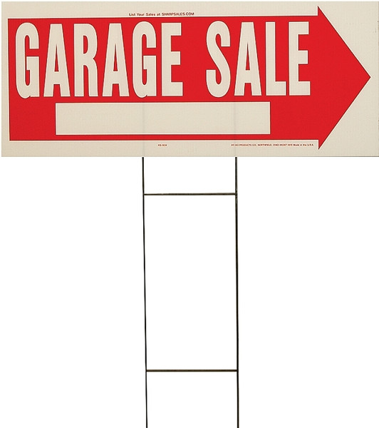 HY-KO RS-804 Lawn Sign, Garage Sale, White Legend, Plastic, 24 in W x 9-1/2 in H Dimensions [SKU: ORG6055255]