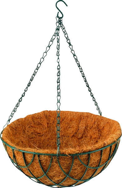 Landscapers Select GB-4303-3L Hanging Planter, Circle, 22 lb Capacity, Natural Coconut/Steel, Matte Green [SKU: ORG0951673]