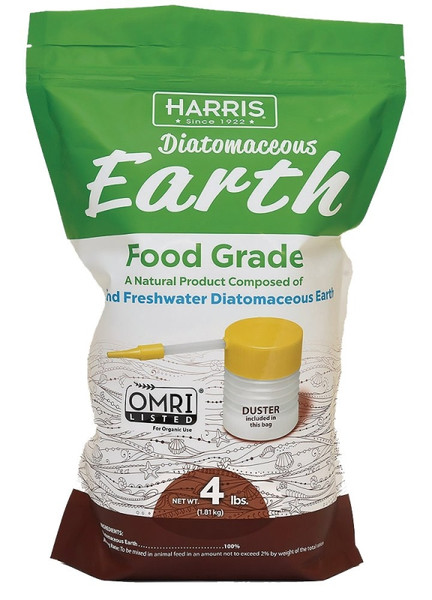 HARRIS DE-FG4P Diatomaceous Earth with Powder Duster, Powder, 4 lb Bag [SKU: ORG0841460]