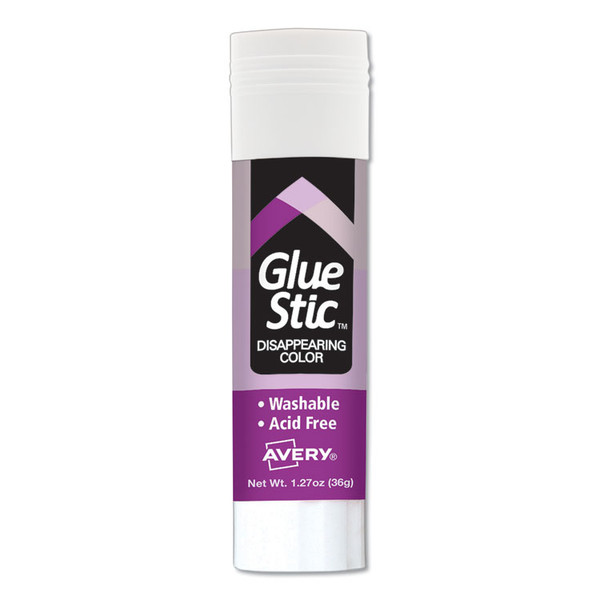 Permanent Glue Stic Value Pack, 1.27 oz, Applies Purple, Dries Clear, 6/Pack [SKU: AVE98071]