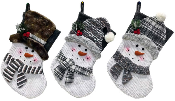 Hometown Holidays 49704 Toy Snowman Stocking, 20 in, 5+, Polyester, Gray/White [SKU: ORG3925849]