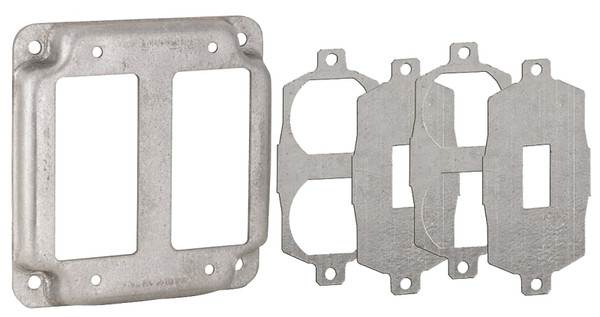 RACO 809U Universal Exposed Work Cover, 0.563 in L, 4-1/8 in W, Square, 2 -Gang, Steel, Gray [SKU: ORG7296064]