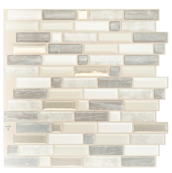 Smart Tiles Mosaik Series SM1112G-04-QG Wall Tile, 9.36 in L Tile, 9.73 in W Tile, Crescendo Ciotta Pattern, Vinyl [SKU: ORG7446644]
