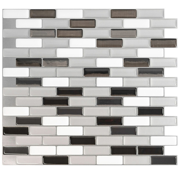 Smart Tiles Mosaik Series SM1030-4 Wall Tile, 9.1 in L Tile, 10.2 in W Tile, Straight Edge, Murano Metallik Pattern [SKU: ORG8623670]