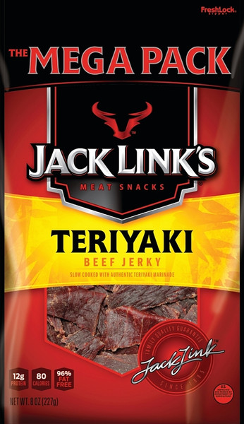 Jack Link's 10000008407 Beef Jerky, Teriyaki Flavor, 8 oz Mega [SKU: ORG4618823]