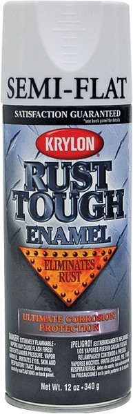 Krylon K09201007 Rust-Preventative Enamel Paint, Semi-Flat, White, 12 oz, Can [SKU: ORG0412056]