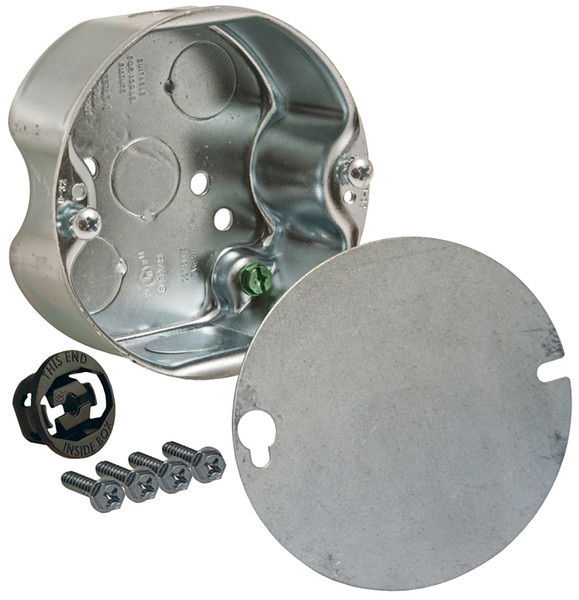 RACO 296 Drawn Fan Box, 4-1/4 in W, 1/2 in D, 4.38 in H, 5 -Knockout, Steel [SKU: ORG6366769]