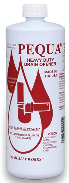 Pequa P-10232 Drain Opener, Liquid, Clear, Odorless, 1 qt Bottle [SKU: ORG7786452]