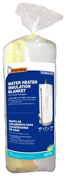 Frost King SP57/11C Insulation Blanket, 3 in Thick, Plastic, For: 60 gal Gas, Oil and Electric Water Heater [SKU: ORG1074236]